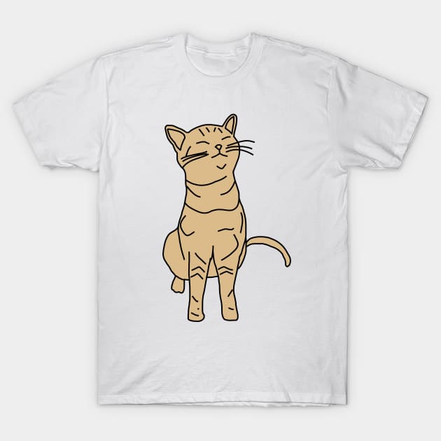 Cute Cat Minimal Line Drawing T-Shirt by ellenhenryart